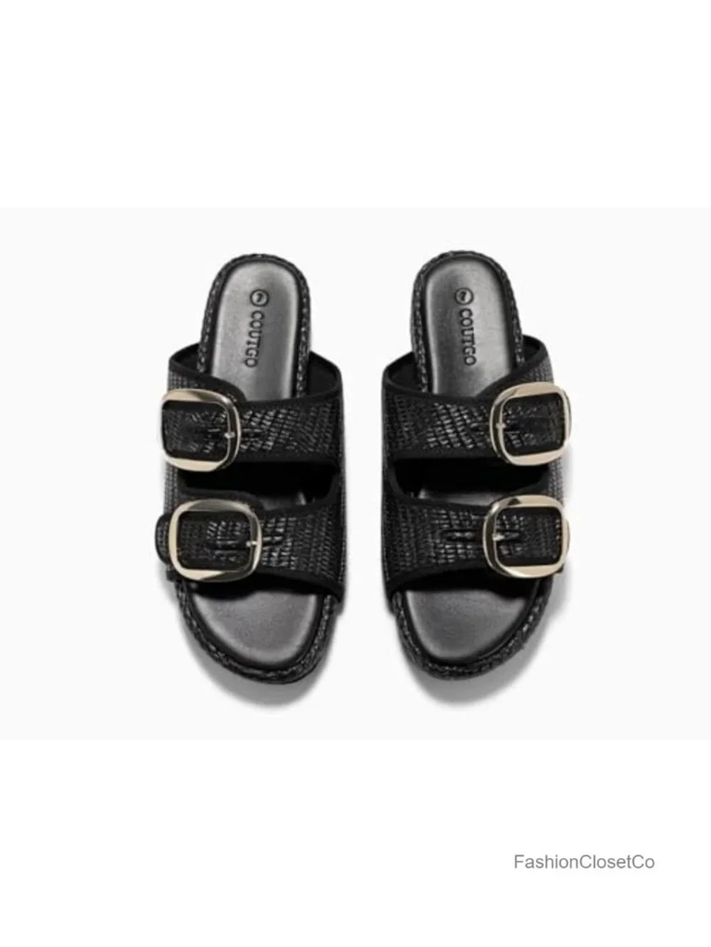 Womens Raffia Platform Sandals Espadrilles Two Band Slide Beach Vacation Shoes